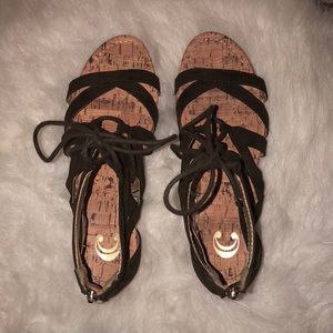 Dark Green Tie-Up Sandals